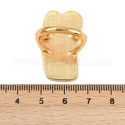 Rectangle Brass Adjustable Ring Components&nbsp;KK-Z122-18G-1