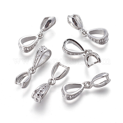 真鍮のアイスピックピンチベイル  ラックめっき  プラチナ  25mm  穴：5x8mm  インナーサイズ：5x7mm  ピン：0.8mm&nbsp;KK-F786-01P-1