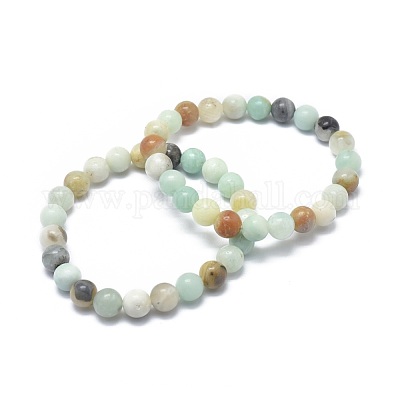 Natural Amazonite Bead Stretch Bracelets&nbsp;BJEW-K212-C-007-1