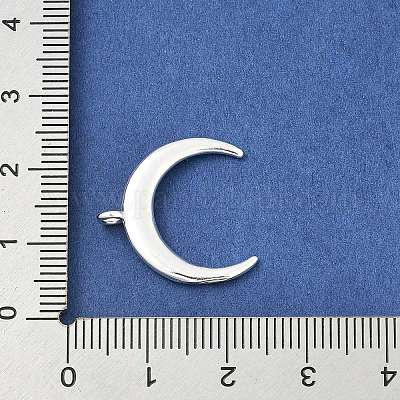 真鍮チャーム  三日月  ラックめっき  カドミウムフリー＆鉛フリー  長持ちメッキ  銀  19.5x19x2mm  穴：1.8mm&nbsp;KK-P297-03B-S-1