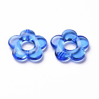 透明なアクリルビーズフレーム  花  ブルー  19x20x3.5mm  穴：1.6mm  内径：6.5mm  約632個/500g&nbsp;TACR-S154-29B-86-1