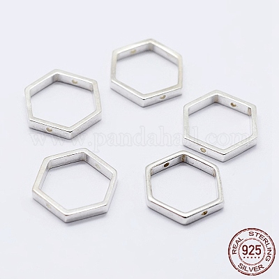 925スターリングシルバービーズフレーム  六角  銀  10x11x2mm  穴：0.8mm  インナー：8x9mm&nbsp;STER-F036-12S-11x10-1