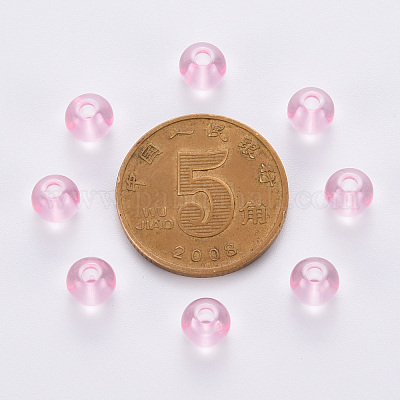 透明なアクリルビーズ  ラウンド  ピンク  6x5mm  穴：1.8mm  約4400個/500g&nbsp;MACR-S370-A6mm-702-1