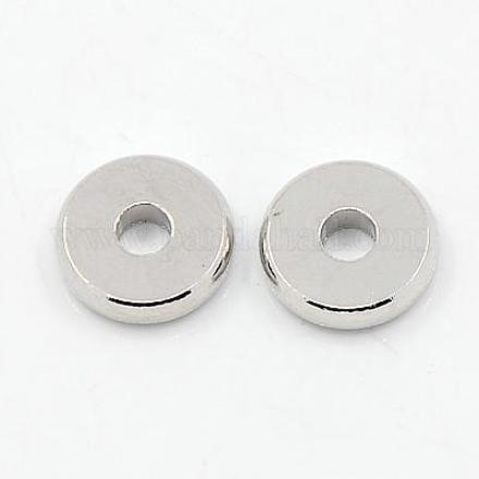 真鍮製スペーサービーズ  ディスク  ディスクビーズ  プラチナ  10x2.5mm  穴：3mm&nbsp;X-KK-D251-03P-1