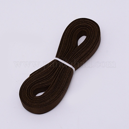 ポリエステルリボン  フラットリボン  ココナッツブラウン  10mm&nbsp;OCOR-WH0033-21M-1