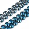 Electroplate Glass Beads Strand, Half Plated, Teardrop, Blue Plated, 10x12x5mm, Hole: 0.8mm, about 82~99pcs/strand, 16.93 inch~ 23.23 inch(43~59cm)