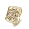 Brass Adjustable Rings, Cadmium Free & Nickel Free & Lead Free, with Micro Pave Cubic Zirconia, Smiling Face, Inner Diameter: 17.8mm