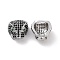 Brass Micro Pave Cubic Zirconia Beads, Cadmium Free & Lead Free, Leopard Head, Platinum, 12.5x13.5x8mm, Hole: 1.8mm & 4x8mm
