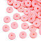 Handmade Polymer Clay Beads, Disc/Flat Round, Heishi Beads, Pink, 6x1mm, Hole: 2mm, about 23500pcs/1000g