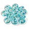 UV Plating Rainbow Iridescent Acrylic Beads, Two Tone Bead in Bead, Flat Round, Turquoise, 29.5x10.5mm, Hole: 3mm