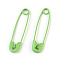 Iron Safety Pins, Lawn Green, 30x7x2mm, Pin: 0.7mm