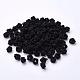 ポリエステルファブリックビーズ  ラウンド  ブラック  6x5mm  穴：4mm  約200個/袋&nbsp;WOVE-N002-05-1
