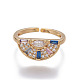 Brass Cubic Zirconia Cuff Rings&nbsp;RJEW-O035-02G-1