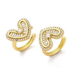 Heart Brass Micro Pave Clear Cubic Zirconia Cuff Earrings&nbsp;EJEW-H158-21G