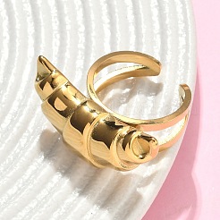 女性用304ステンレススチールカフリング  クロワッサン  ゴールドカラー  18mm&nbsp;RJEW-F205-01D-G