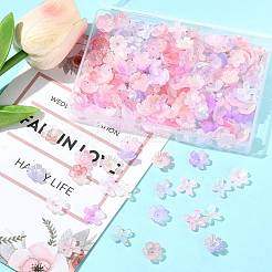 金属で編んだアクリルビーズキャップ  花  ピンク  11~11.5x11~11.5x2~4mm  穴：1.5~1.6mm  250個/セット&nbsp;OACR-FS0002-49B