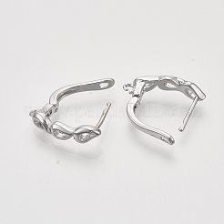 Brass Hoop Earring Findings with Latch Back Closure&nbsp;KK-T048-017P-NF