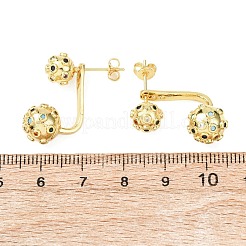 真鍮製マイクロパヴェキュービックジルコニアスタッドピアス  ラウンド  カドミウムフリー＆鉛フリー  ラックめっき  長持ちメッキ  ゴールドカラー  21x10mm&nbsp;EJEW-D351-13G-01