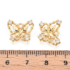 真鍮製マイクロパヴェキュービックジルコニアチャーム  蝶  18KGP本金メッキ  12x14.5x3.5mm  穴：1.5mm&nbsp;KK-N263-77A-G