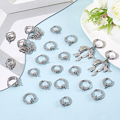 24Pcs 2 Styles 304 Stainless Steel Hoop Earring Findings&nbsp;FIND-SC0017-16A
