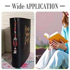 Natural Malaysia Jade Round Beads & Alloy Angel Bookmarks&nbsp;AJEW-TA00052