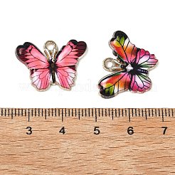 印刷された合金エナメルペンダント  蝶のチャーム  ミックスカラー  16.5x22x1.5mm  穴：1.8mm&nbsp;ENAM-P265-02G-M