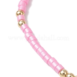 女性用ガラスシードビーズストレッチブレスレットセット2個  ピンク  内径：2.13インチ（5.4cm）&nbsp;BJEW-MZ00296-01