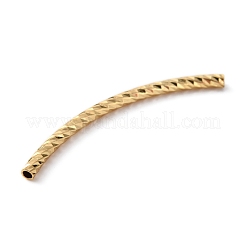 真鍮製カーブチューブビーズ  テクスチャ  ゴールドカラー  35x2mm  穴：1.2mm&nbsp;FIND-WH0110-155C