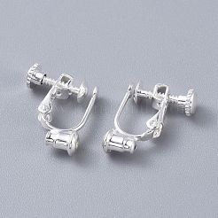 真鍮ネジクリップ式イヤリングコンバーターのパーツ  スパイラルイヤークリップ  穴開けないイヤリング  銀  17x13x5mm  穴：0.6mm&nbsp;KK-F785-04S