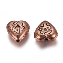 CCBプラスチックビーズ  クローバーとハート  赤銅鉱  17x16x7mm  穴：2mm&nbsp;CCB-G006-048R