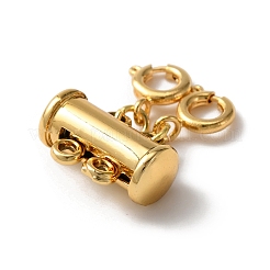 2 連 4 穴アロイ マグネット スライド ロック クラスプ  スプリングリングの留め金と  ネックレスレイヤリングクラスプ  ゴールドカラー  20x15x6.5mm  穴：1.5mm&nbsp;FIND-TAC0014-69B-G