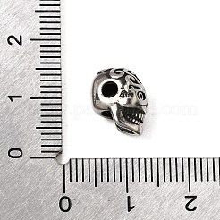 316サージカルステンレスビーズ  洗練された  スカル  アンティークシルバー  12.5x7x7mm  穴：2.5mm&nbsp;SA-CBA1C2C-10AS-02