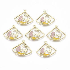 合金エナメルチャーム  カドミウムフリー＆ニッケルフリー＆鉛フリー  人魚と月のファン  ライトゴールド  きいろ  ロージーブラウン  20x24x1.5mm  穴：1.2mm&nbsp;ENAM-S122-013-NR