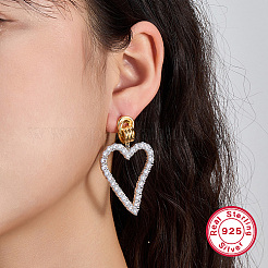 Two Tone Platinum & Golden 925 Sterling Silver Dangle Stud Earrings&nbsp;QO3492-1