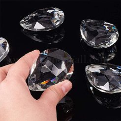 テーブルクロスペンダント  ガラス製の大きなペンダント  アイアンクリップ  アイアン丸カンと真鍮ピンチベイル  ティアドロップ  透明  15x11x9cm&nbsp;PH-DIY-G005-52P