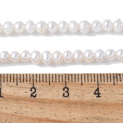 天然養殖淡水パールビーズ連売り  ポテト  3a++  フローラルホワイト  3.5~4mm  穴：0.7mm  約89~90個/連  13.74~13.86''（34.9~35.2センチメートル）&nbsp;PEAR-I007-07N-03A