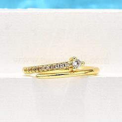 Brass Micro Pave Clear Cubic Zirconia Finger Rings for Women&nbsp;RJEW-H247-14G
