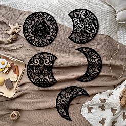 Wood Moon Phase Pendant Decoration&nbsp;HJEW-WH20013-004