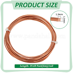 銅ワイヤー  DIYのジュエリーには  ローズゴールド  1.3mm  約19.69フィート（6m）/ pc&nbsp;FIND-WH0170-40B-RG