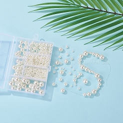 497個5スタイル模造真珠アクリルビーズ  染め  ラウンド  乳白色  4~12x3.5~11.5mm  穴：1~2.7mm&nbsp;OACR-YW0001-08