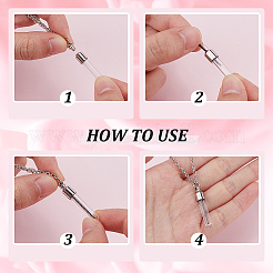 2Pcs Brass & Clear Glass Pet Fur Wishing Bottle Pendant Iron Cable Chain Necklaces&nbsp;NJEW-DR00018