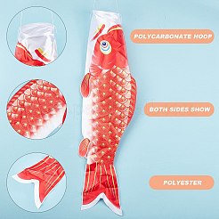 日本の鯉吹流しストリーマー魚の旗  家の屋外の掛かる装飾  レッド  92cm&nbsp;HJEW-WH0008-33