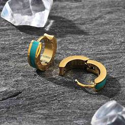 Ion Plating(IP) 304 Stainless Steel Enamel Hoop Earrings&nbsp;EJEW-P300-03G