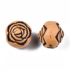 模造ウッドアクリルビーズ  花バラ  ペルー  10mm  穴：3mm  約1000個/500g&nbsp;SACR-S031-05