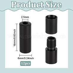 ステンレススチール製ネジ留め具12個  コラム  ブラック  16x6mm  穴：2.5mm&nbsp;STAS-BC0004-25A