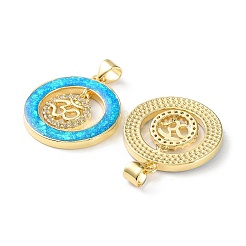 Rack Plating Brass Micro Pave Cubic Zirconia Chakra Pendants&nbsp;KK-C041-23G