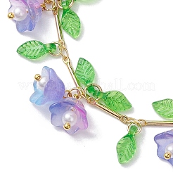 Flower Glass & Acrylic Charm Bracelets&nbsp;BJEW-JB10443-02