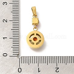 イオンプレーティング（IP）304ステンレススチールマイクロパヴェキュービックジルコニアペンダント  ラウンド  20x9.5x3.5mm  穴：4.5x2.5mm&nbsp;STAS-H228-03G-03