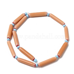 手作りのランプワークシェブロンビーズ  細長い卵形ビーズ  ライトサーモン  28~29.5x4.5~6mm  穴：0.8mm  約13個/連  14.56''~16.14''（37~41センチメートル）&nbsp;LAMP-Z019-01-16