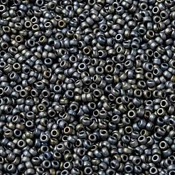 MIYUKIラウンドロカイユビーズ  日本製シードビーズ  15/0  （rr2002)マットメタリックシルバーグレー  15/0  1.5mm  穴：0.7mm  約27777個/50g&nbsp;SEED-X0056-RR2002